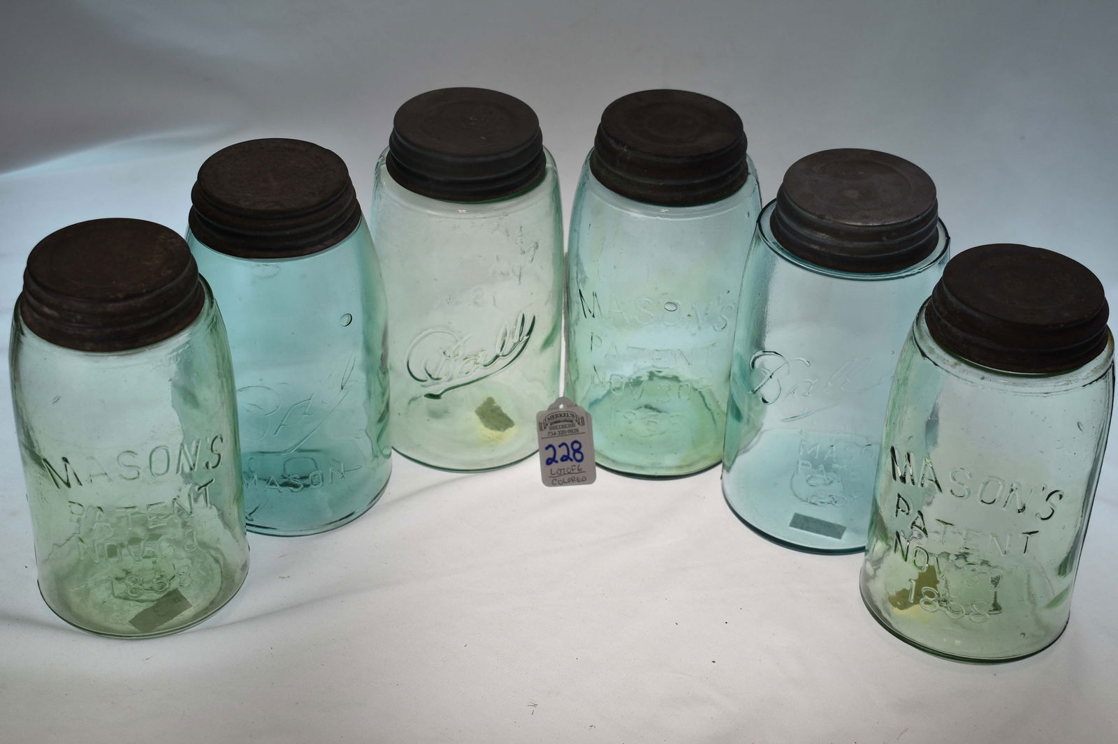 Lot of 6 Various Colored Mason Jars (1 of 3)