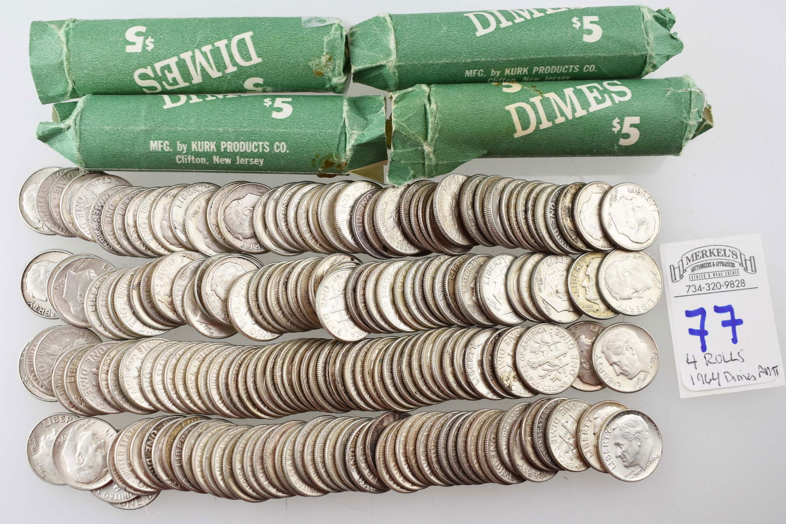 4 ROLLS OF MIXED ROOSEVELT SILVER DIMES (1 of 1)