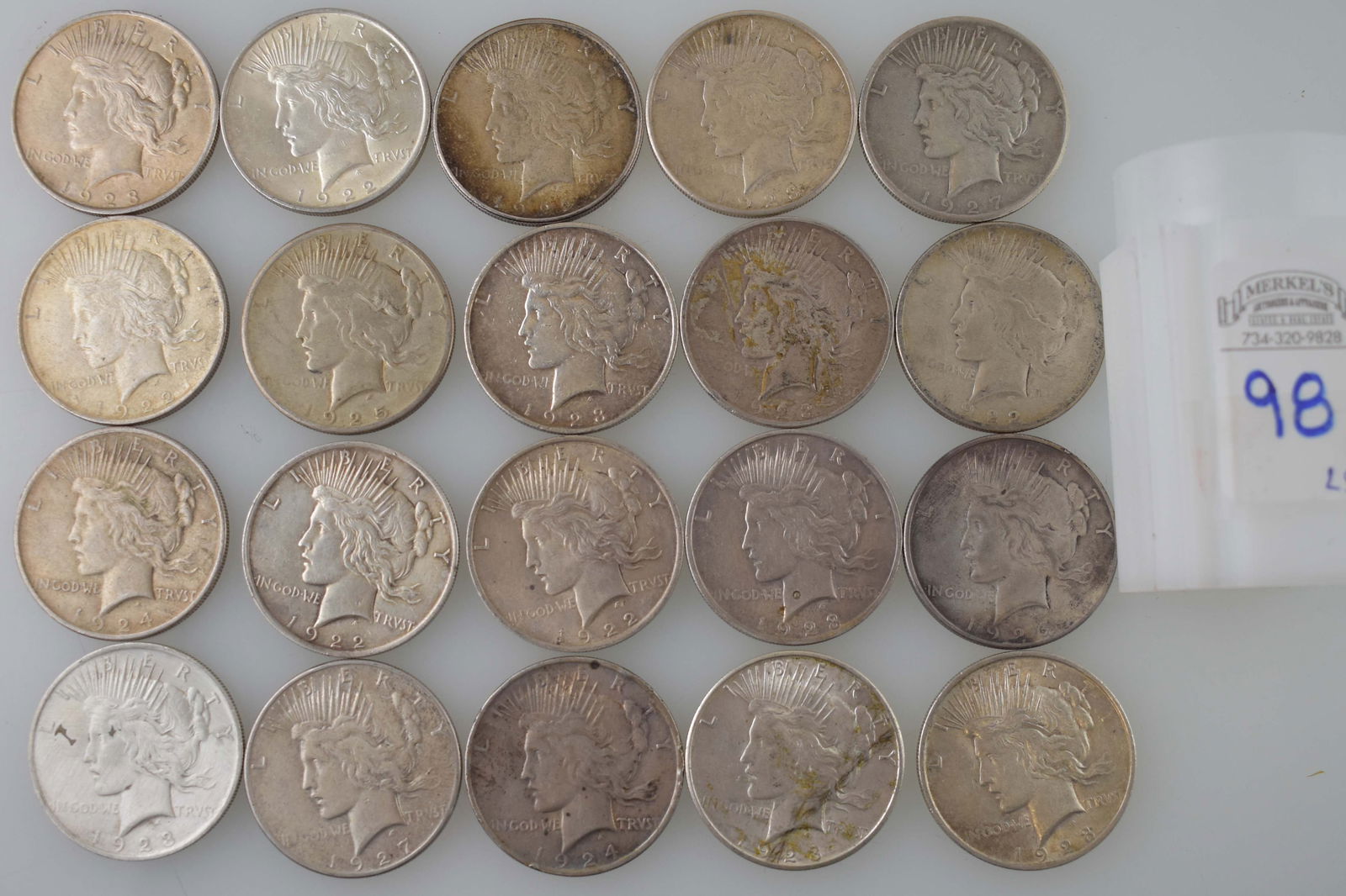 Roll of 20 Mixed Peace Silver Dollars (1 of 2)