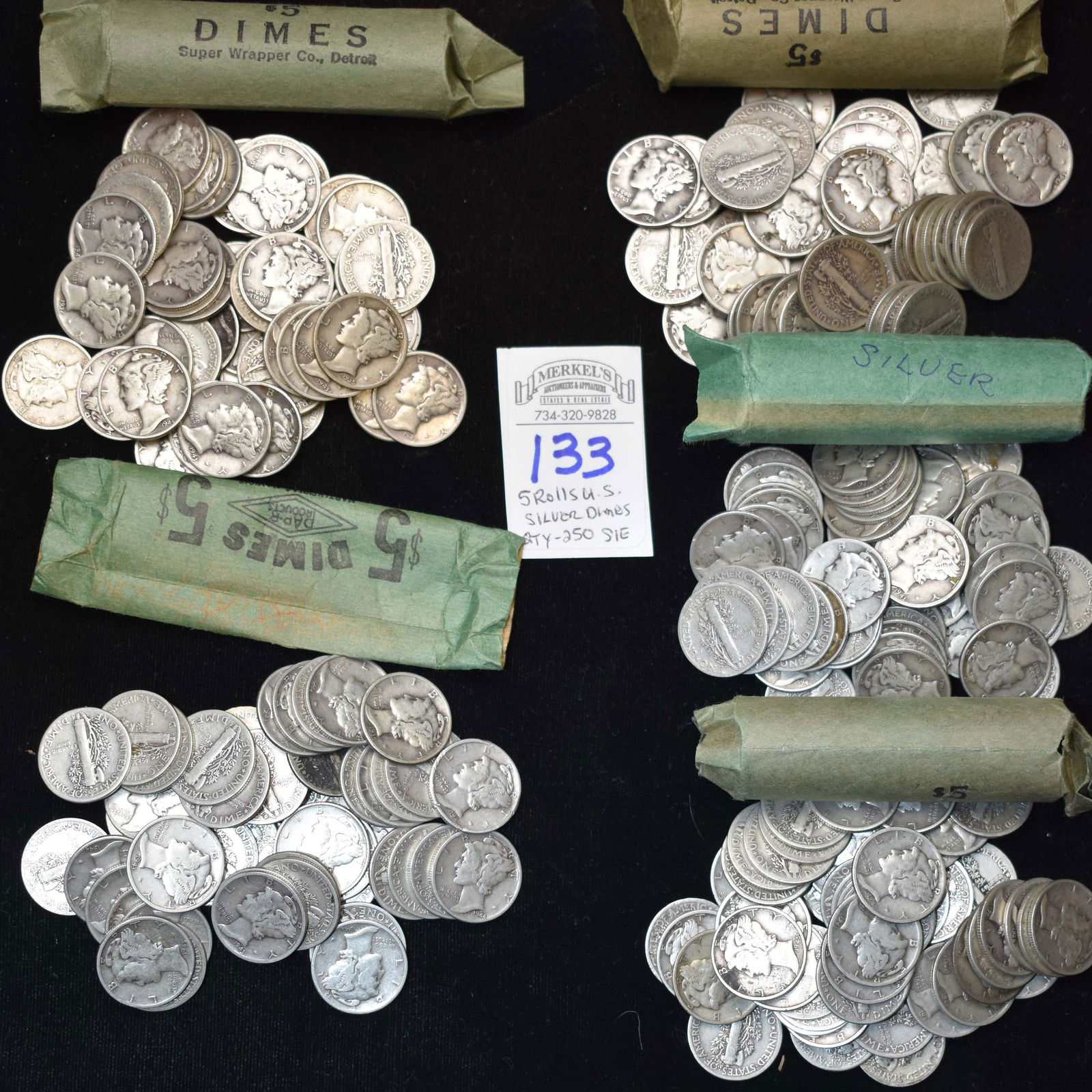 5 Rolls Mixed- US Mercury Silver Dimes (1 of 2)