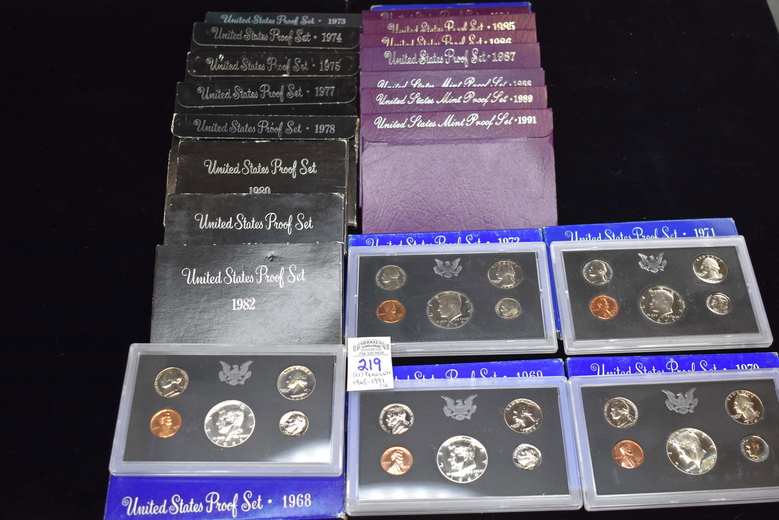 Lot of 21 US PROOF SETS 1968-1991 (1 of 3)