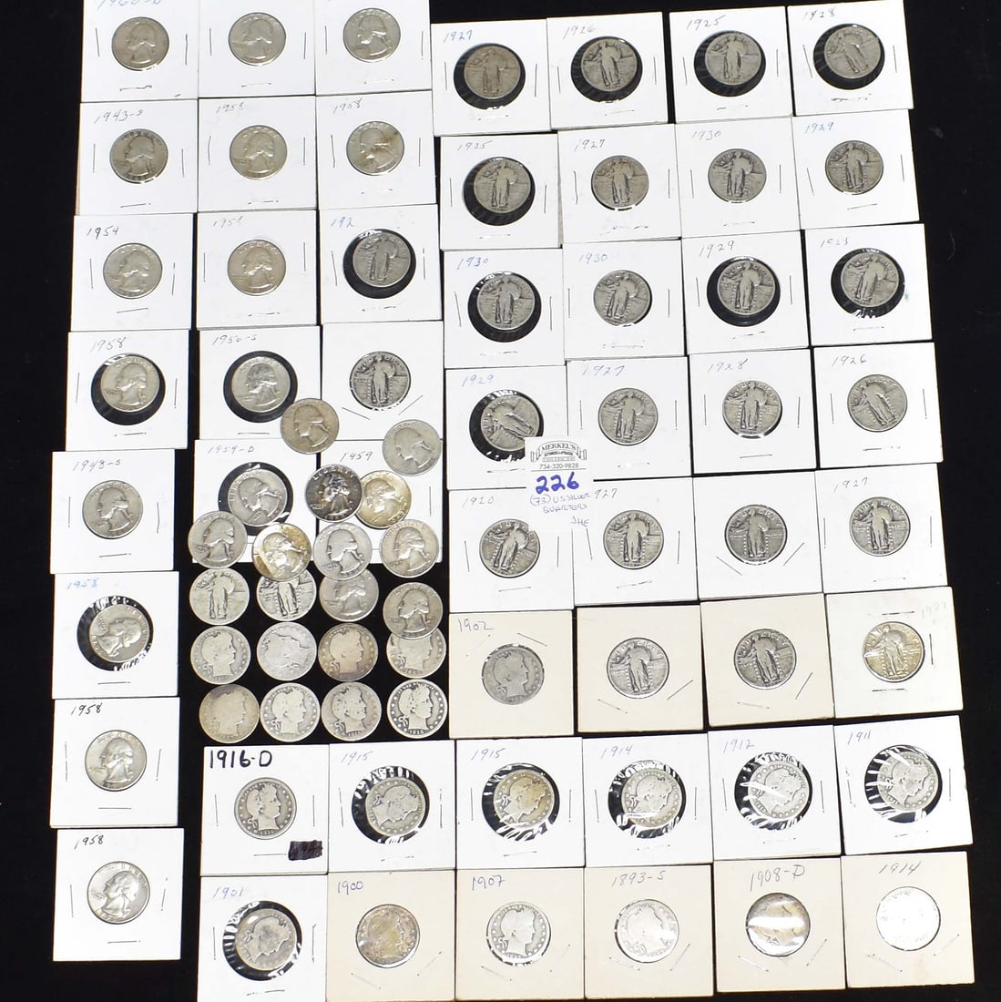 Lot of 73 US Silver Quarters- Barber, Liberty and Washington (1 of 4)