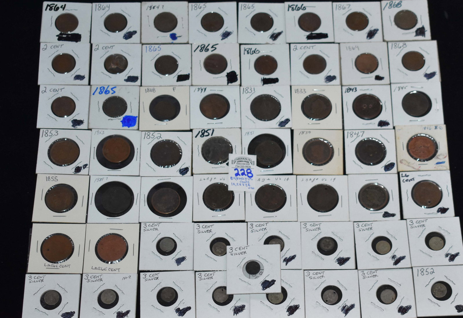 59 Early 1, 2 and 3 Cent Coins (1 of 6)