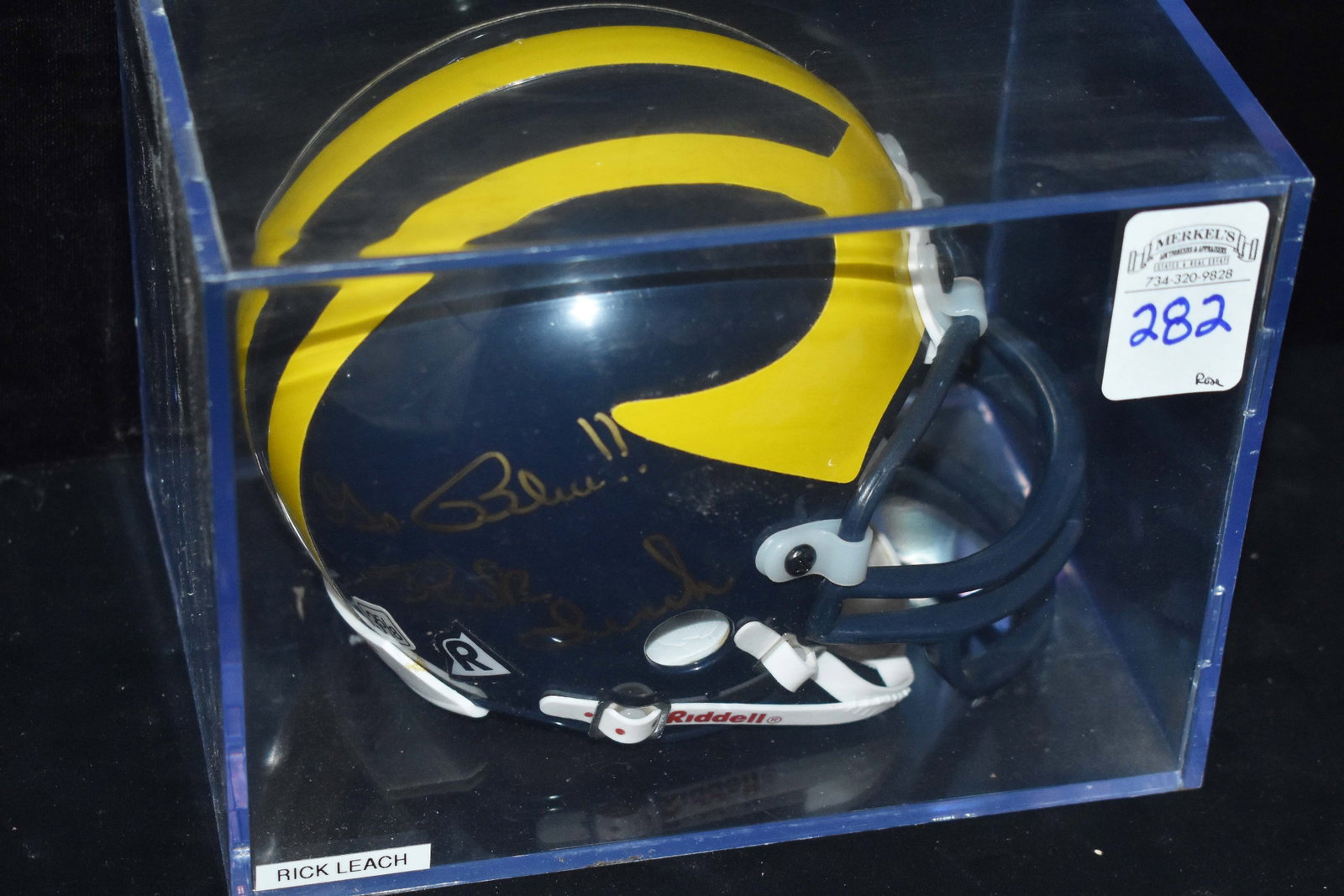 Rick Leach Signed - Michigan Mini Helmet: Rick Leach Signed - Michigan Mini Helmet. See Photos as evidence of Condition for the items in this Lot.