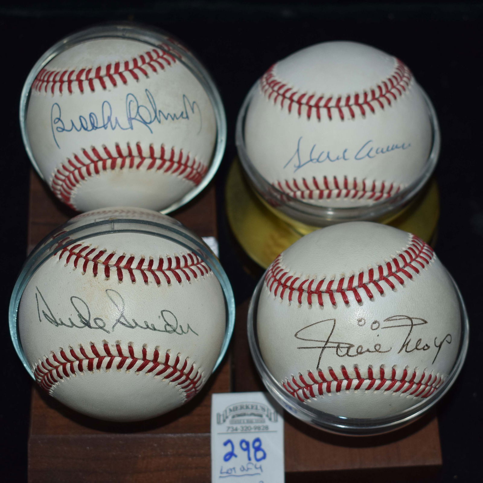 Lot of 4 Different Single Signed Baseball Legends (1 of 2)