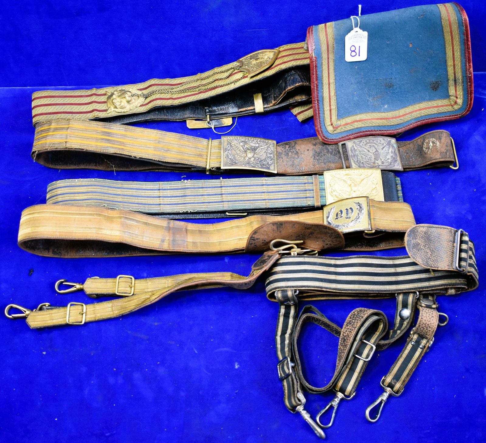 Lot of 5 Civil War Related Belts and Accessories: Lot of 5 Belts including MC Lilly and GAR. See Photos for details of this fine Civil War Related Lot.