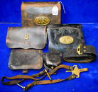 Lot of 5 Leather Cartridge Related Civil War Items