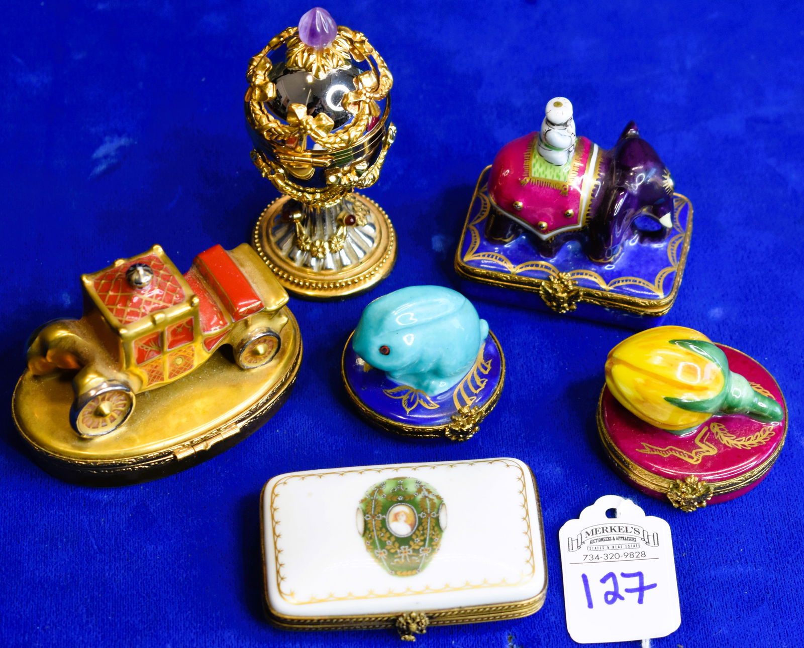 Lot of 6 Limoges Faberge Trinket Boxes (1 of 2)