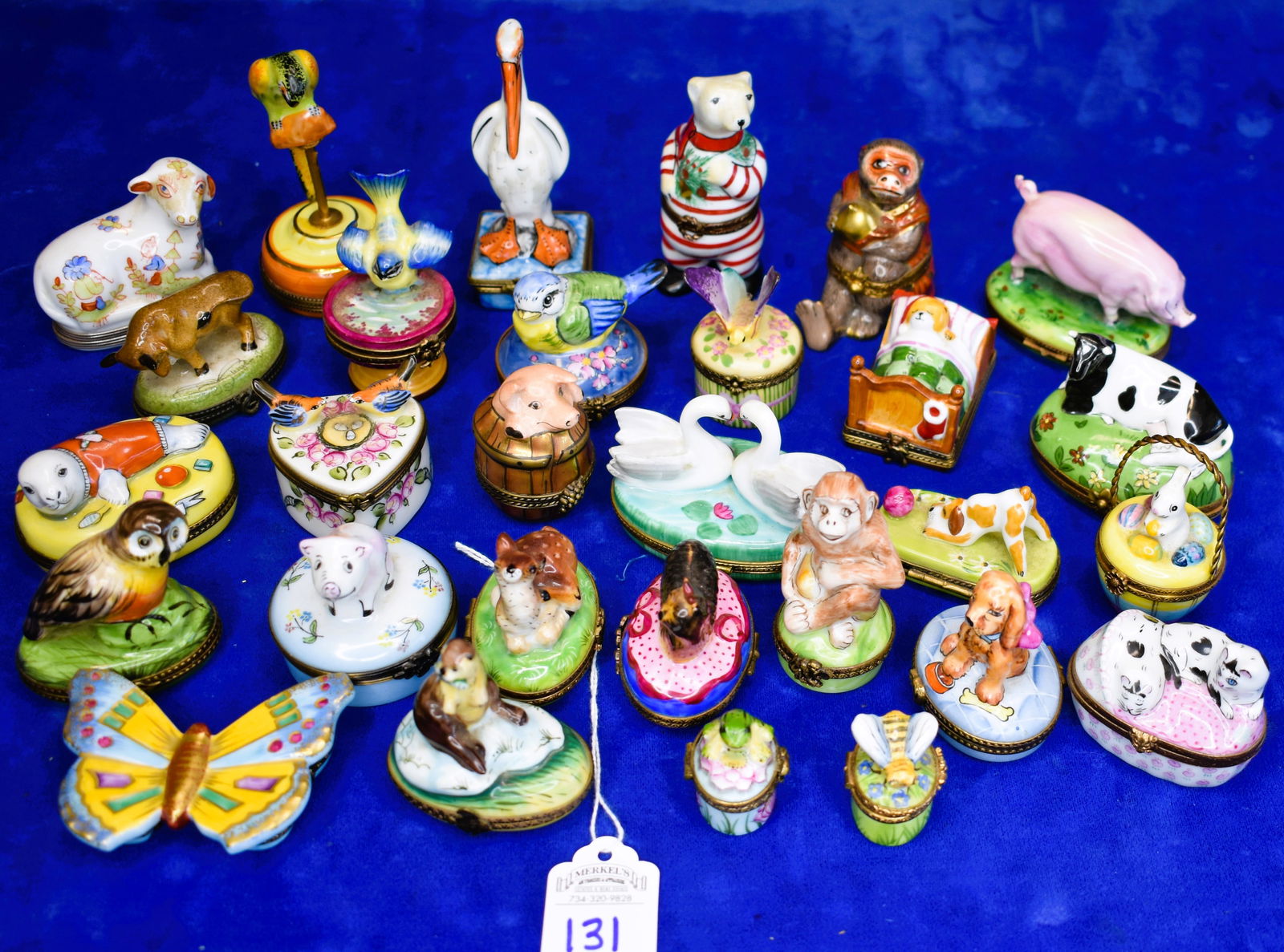 Lot of 29 of Limoges Porcelain Trinket Boxes - Animals and Insets (1 of 4)