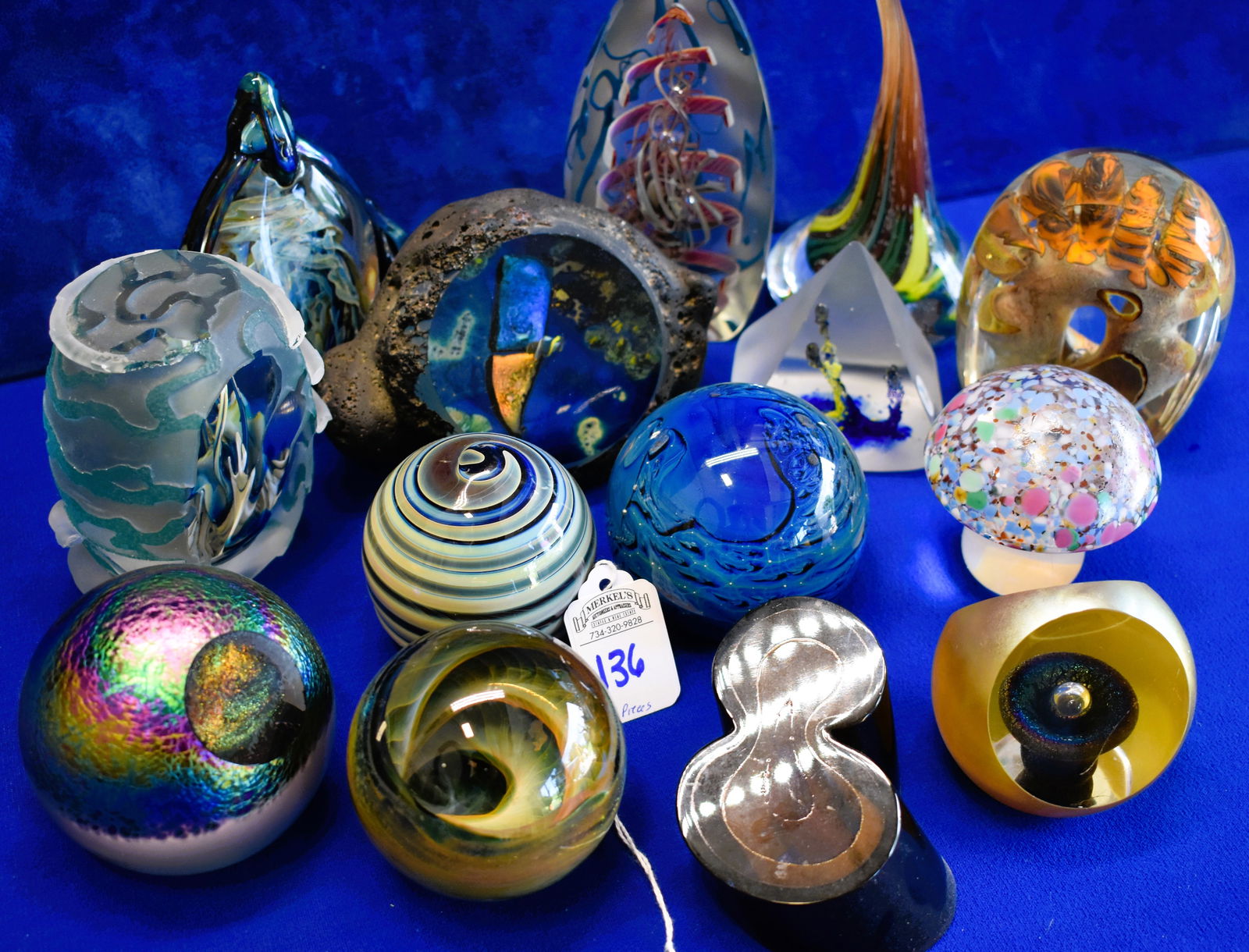 Lot of 14 Artist Handmade Glass Paper Weights (1 of 2)