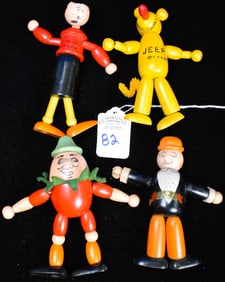 Lot of 4 - Fully Jointed Wooden Dolls
