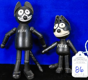 2 Wooden  "Felix the Cat"  Dolls - Pat Sullivan
