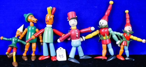 Lot of 6  Various Wooden Fully Jointed Toys
