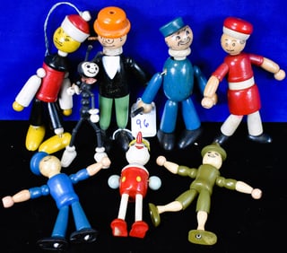 Lot of 8  Various Wooden Fully Jointed Toys