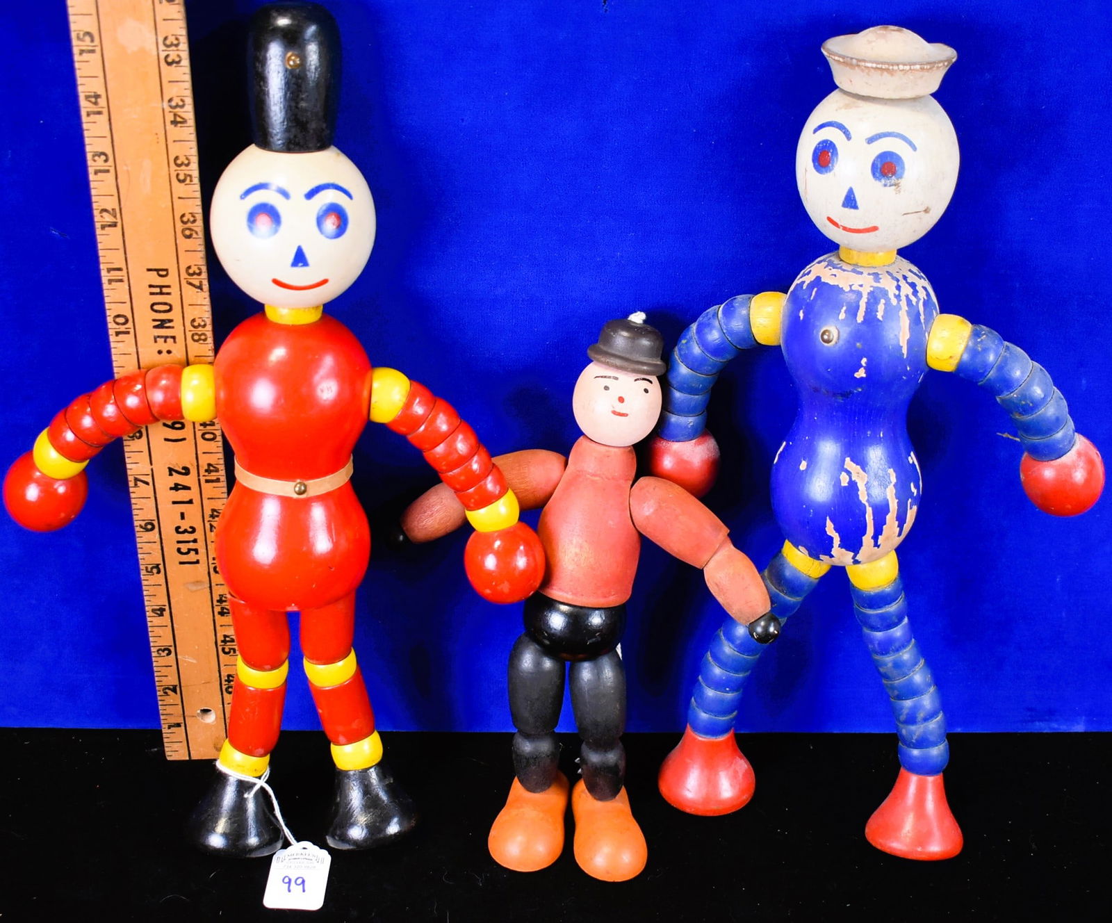 Lot of 3 Wooden Toys Mostly Jointed 2 are Ted Toy-Lers (1 of 3)