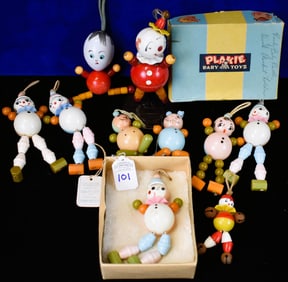 Lot of 10 - Plakie Bakelite and other Plastics, Baby Toys