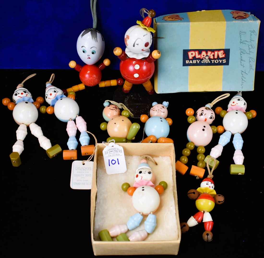 Lot of 10 - Plakie Bakelite and other Plastics, Baby Toys (1 of 4)
