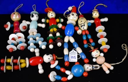 Lot of 9 - Wooden Crib Toys