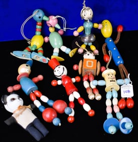 Interesting Lot of 9 -  Old Crib Toys