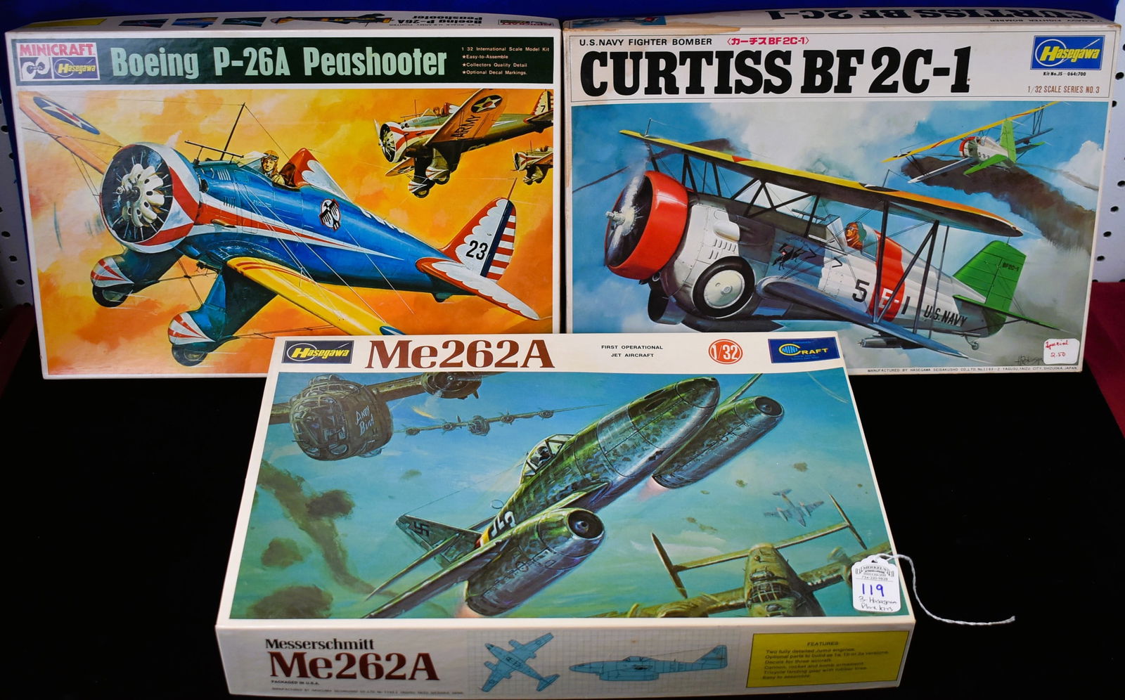 Lot of 3 Hasegawa 1/32" Scale Model Airplanes (1 of 4)