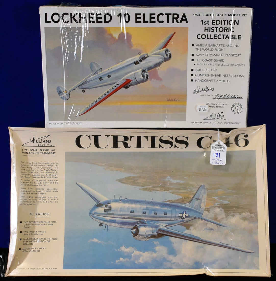 Lot of 2 Williams Bros. Curtiss C-146 and Lockheed 10 Electra - Model Airplanes (1 of 5)