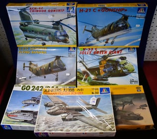 Lot of 7 Italeri - Model Airplanes - 6 In Factory Wrapped Boxes - One unwrapped Box