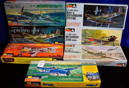 Lot of 7 Monogram Quality Hobby Kits, Model Airplanes - Various Scale