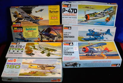Lot of 7 Monogram Quality Hobby Kits, Model Airplanes - Various Scale