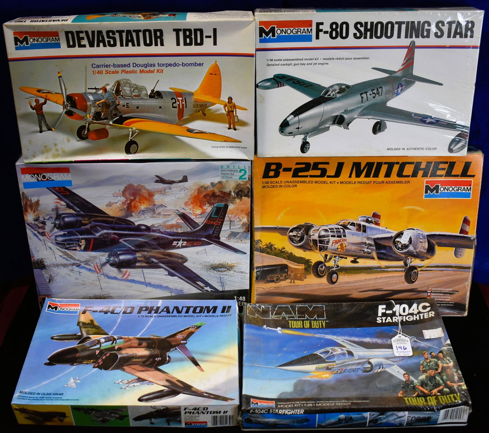 Lot of 6 Monogram Quality Hobby Kits, Model Airplanes - Various Scale (1 of 4)