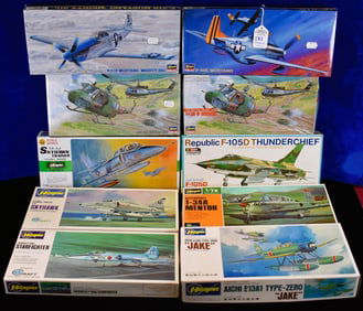 Lot of 10 Hasegawa Hobby Kits Model Airplanes - 1/72 Scale