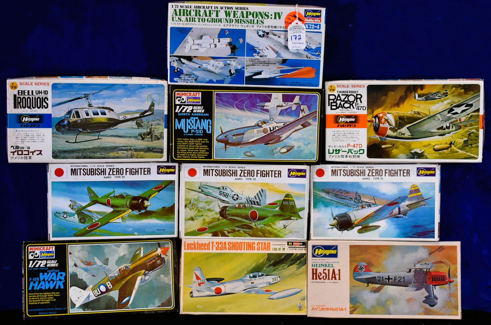 Lot of 10 Hasegawa Hobby Kits Model Airplanes - 1/72 Scale (1 of 5)