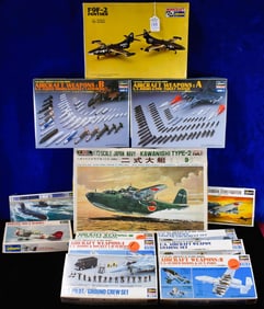 Lot of 13 Hasegawa Hobby Kits Model Airplanes and Ship -  Various Scale