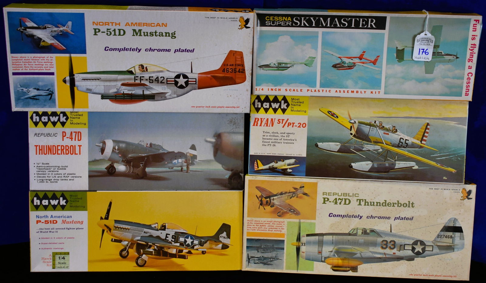 Lot of 6 Hawk Model Airplanes  - Various Scale (1 of 3)