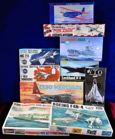Lot of 10 Various Airplane Model Kits - Various Scale