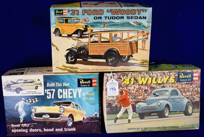 Lot of 3 Vintage Revell Authentic Model Car Kits -  1/25 Scale