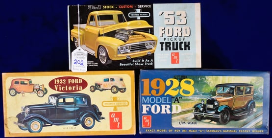 Lot of 3 Vintage AMT Model Car Kits - 1/25 Scale