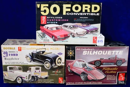 Lot of 3 Vintage AMT Model Car Kits - 1/25 Scale