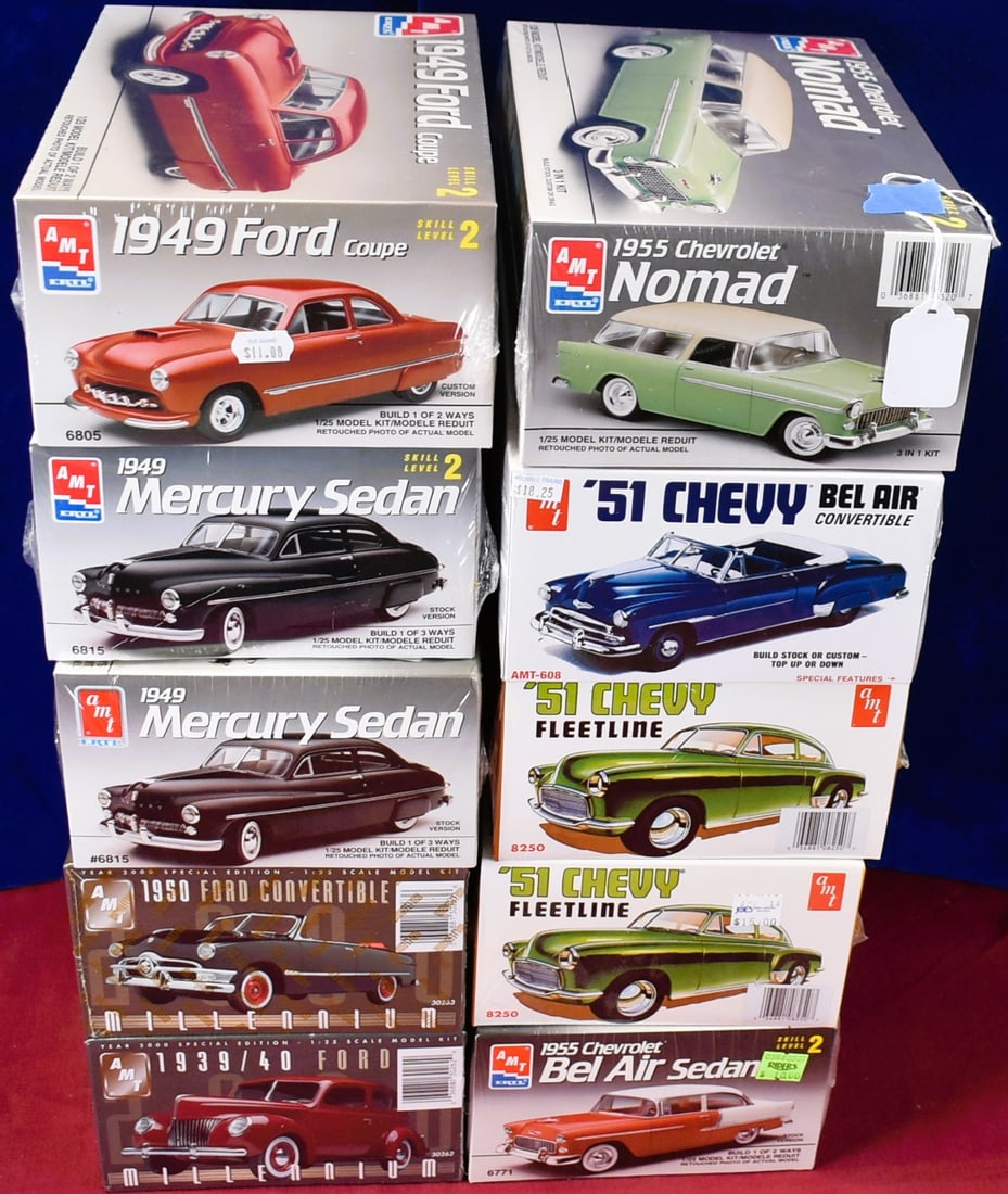 Lot of 10 AMT Model Car Kits. (1 of 2)