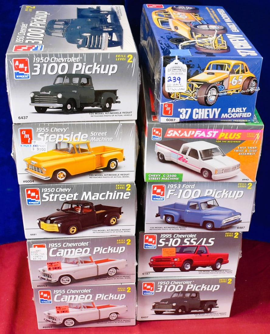 Lot of 10 AMT Model Kits - 9 Boxes are Truck Kits 1 is Early Modified '37 Chevy (1 of 2)