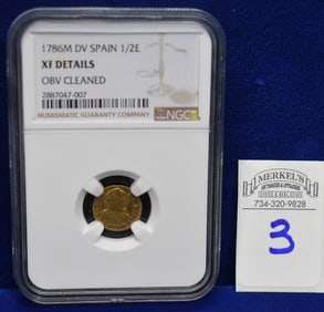 1786M DV Spain 1/2E - NGC XF DETAILS - Gold Coin