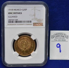 1918 Mexico G20P - NGC UNC DETAILS - Gold Coin