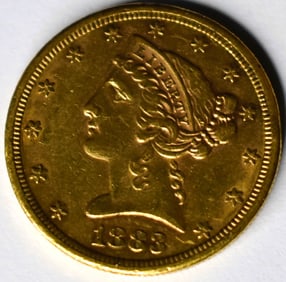 1883-S $5 Liberty Head US Gold Coin (Key Date)