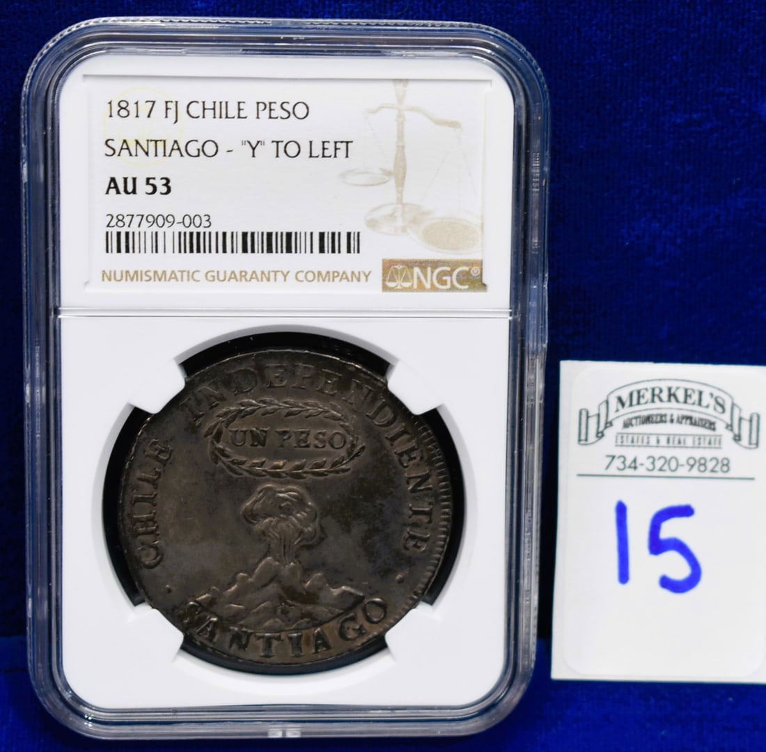 1817 FJ Chile Peso Santiago - 'Y' to left - NGC AU 53 (1 of 4)