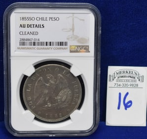 1855 SO Chile Peso - NGC AU DETAILS