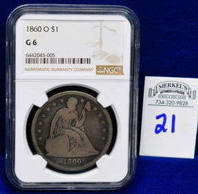 1860 O $1 Seated Liberty - NGC G6 - US Coin