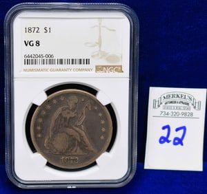 1872 $1 Seated Liberty - NGC VG 8 - US Coin