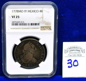 1778MO FF Mexico 4R - NGC VF 25 - Silver Coin