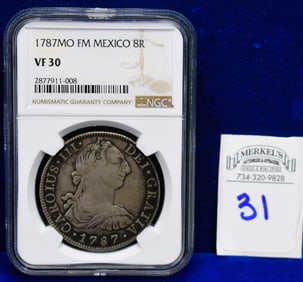 1787 MO FM Mexico 8R - NGC VF 30 - Silver Coin
