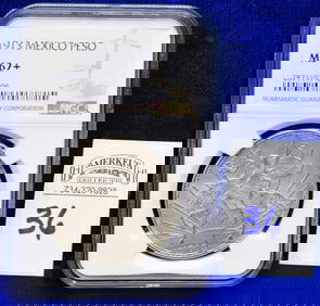 1913 Mexico Peso - NGC MS 62+ Silver Coin
