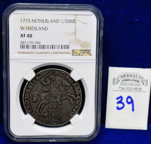 1773 Netherland 1/2DUC W.Friesland - NGC XF 40 - Silver Coin